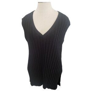 CT1983 FP Beach Black Ribbed V-neck Sleeveless Sweater S/P